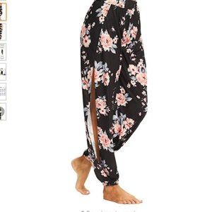 FitGlam High Slit Harem Yoga Pants Joggers Loungers Size Large NWT